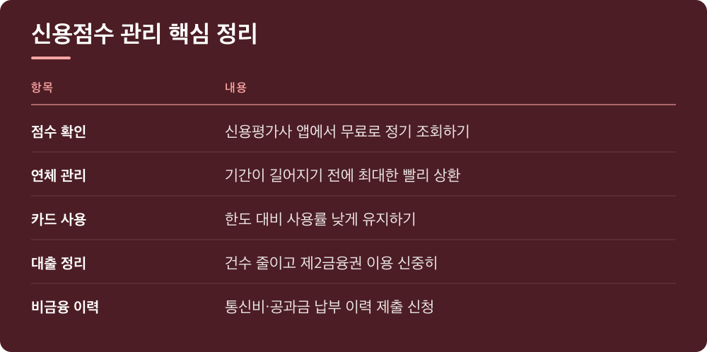 신용점수 관리 핵심 정리