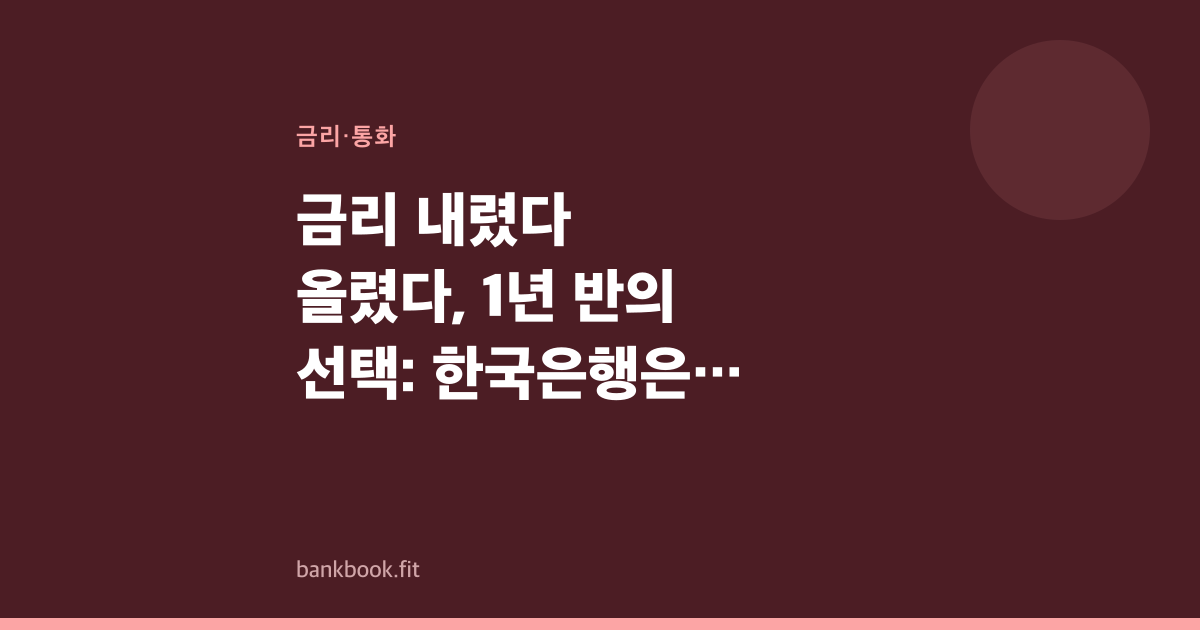 금리 내렸다 올렸다, 1년 반의 선택: 한국은행은 왜 방향을 바꿨나